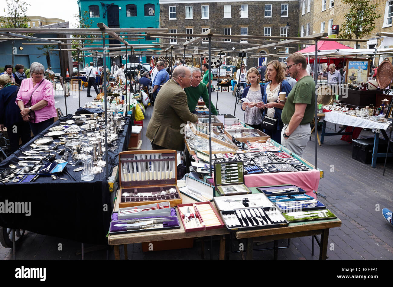 Bermondsey Antiquitätenmarkt, London, UK Stockfoto