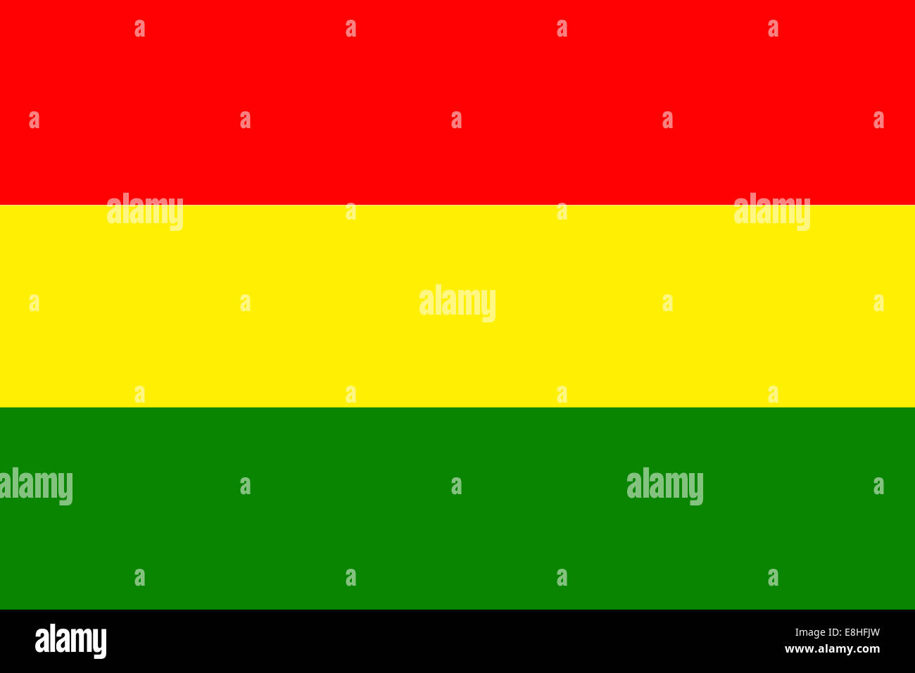 Nationalflaggen Boliviens - Standardverhältnis der bolivianischen Flagge - True RGB-Farbmodus Stockfoto
