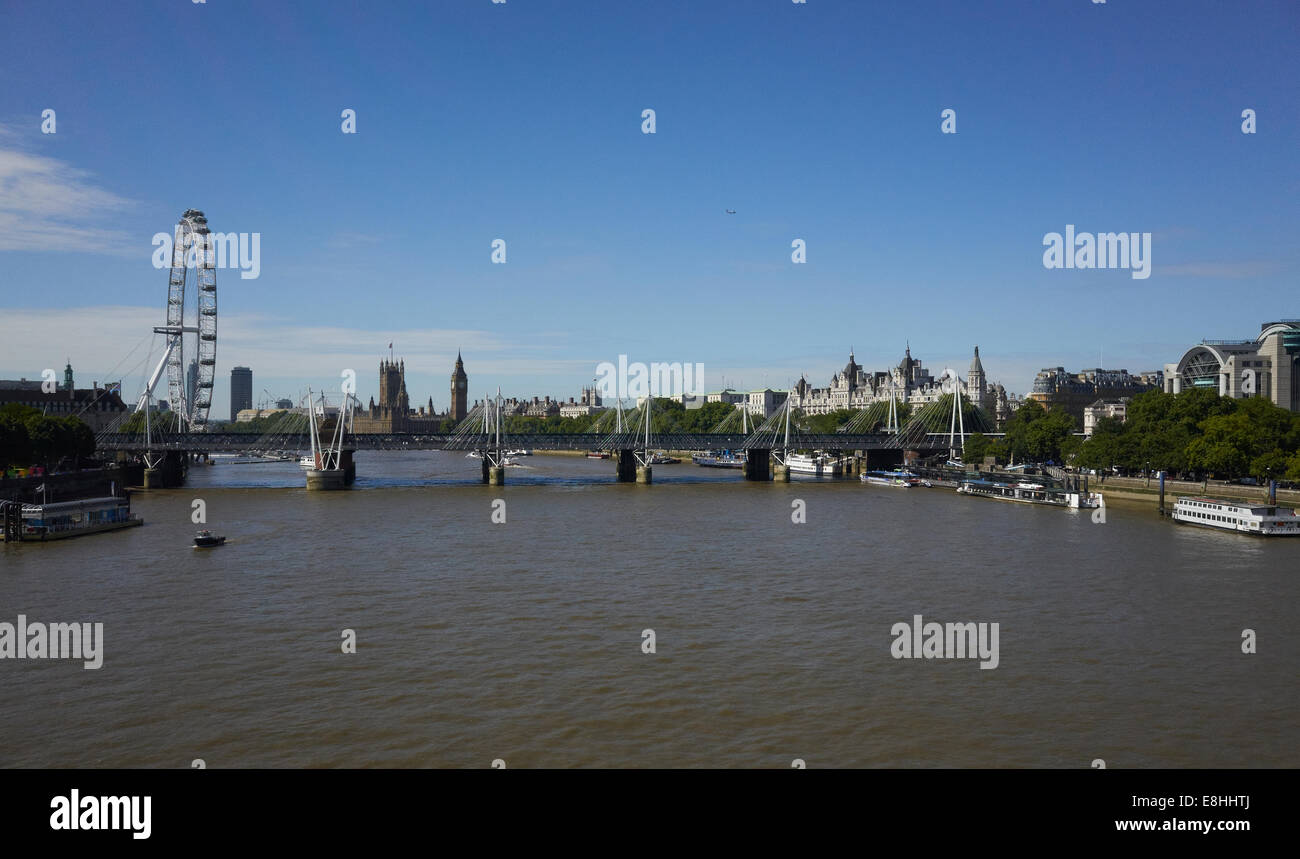 London, die Aussicht vom Waterloo Bridge nach Westen Stockfoto