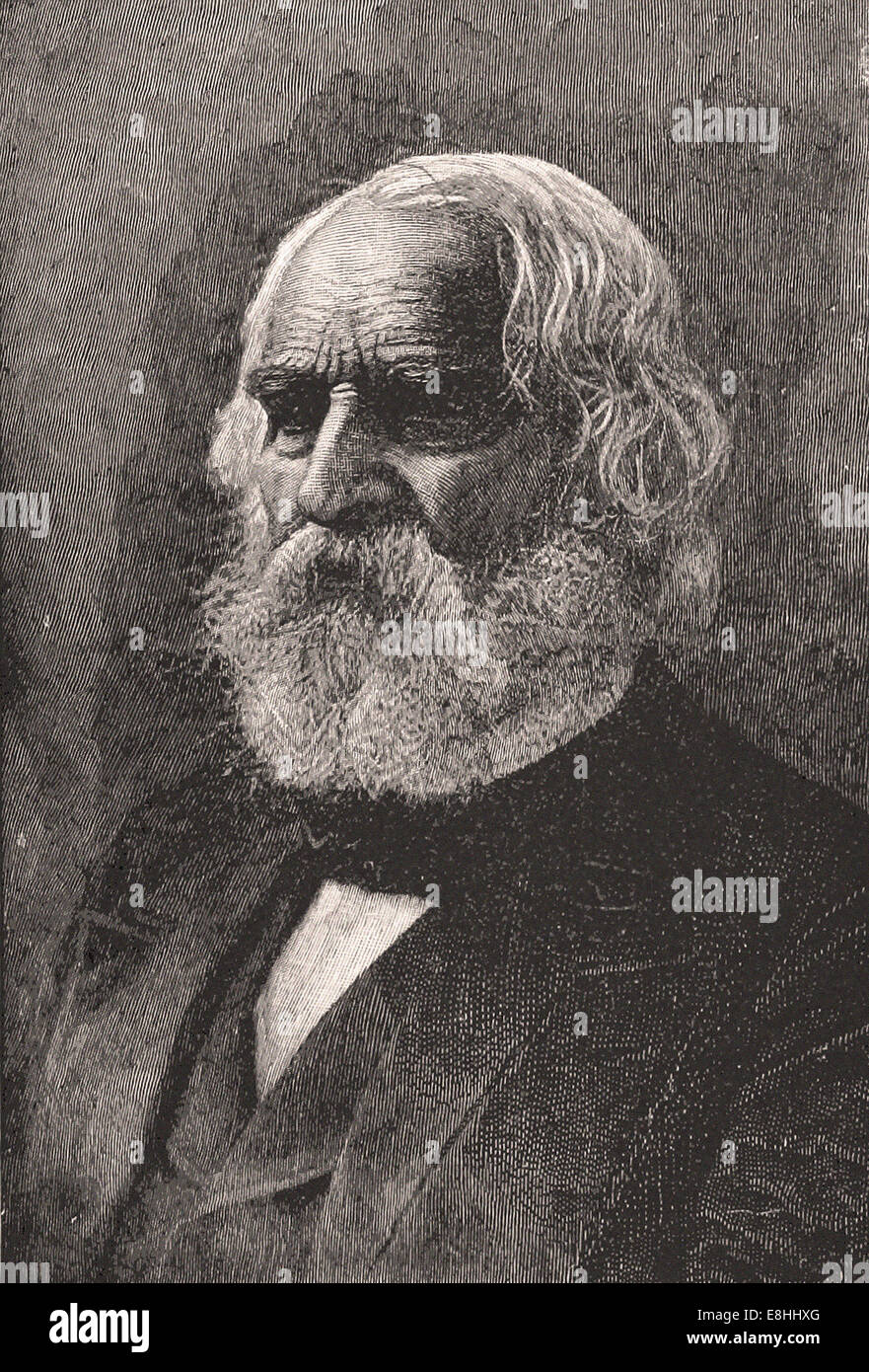 Porträt von Henry Wadsworth Longfellow - Gravur - XIX. Jahrhundert Stockfoto