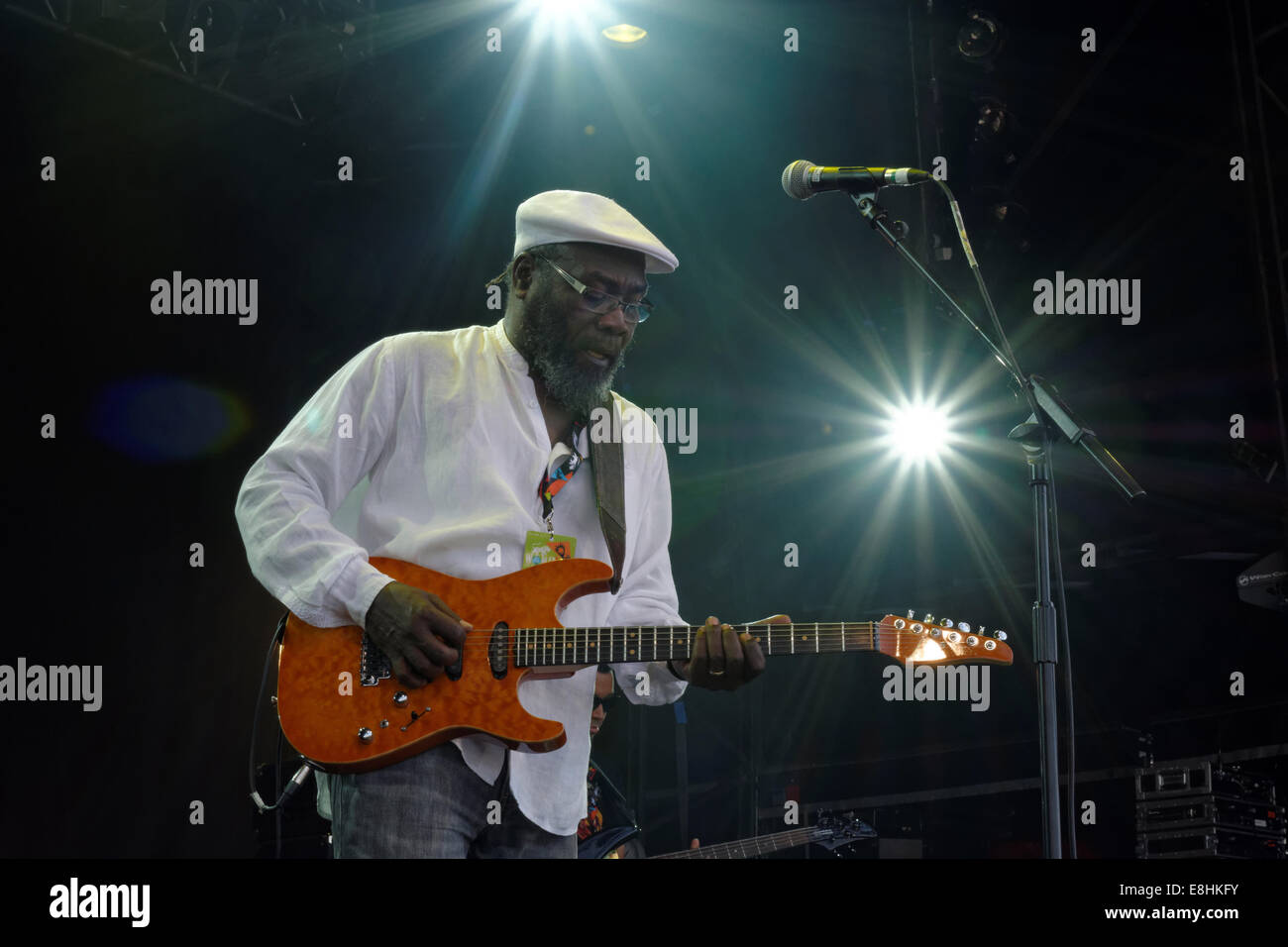 Clinton Fearon, Open Air Bühne, WOMAD 2014, England, UK, GB. Stockfoto