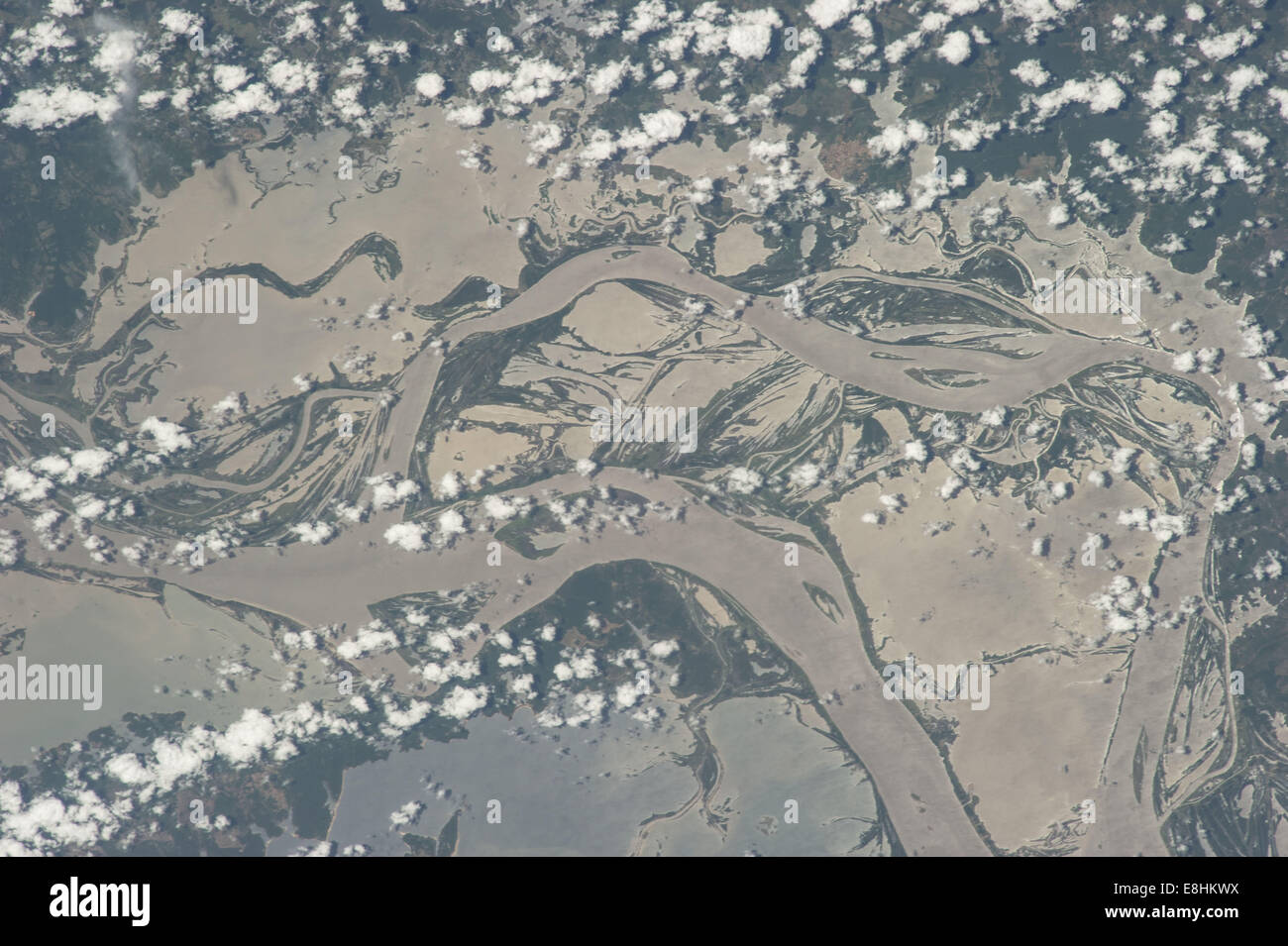 Amazon River CEO Erde Beobachtung internationalen Raumstation NASA Santarum Brasilien Mannschaft Erde Beobachtungen Aue Raum sta Stockfoto
