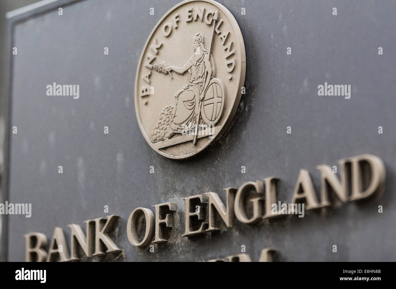 Nahaufnahme von der Bank of England Sign Stockfoto