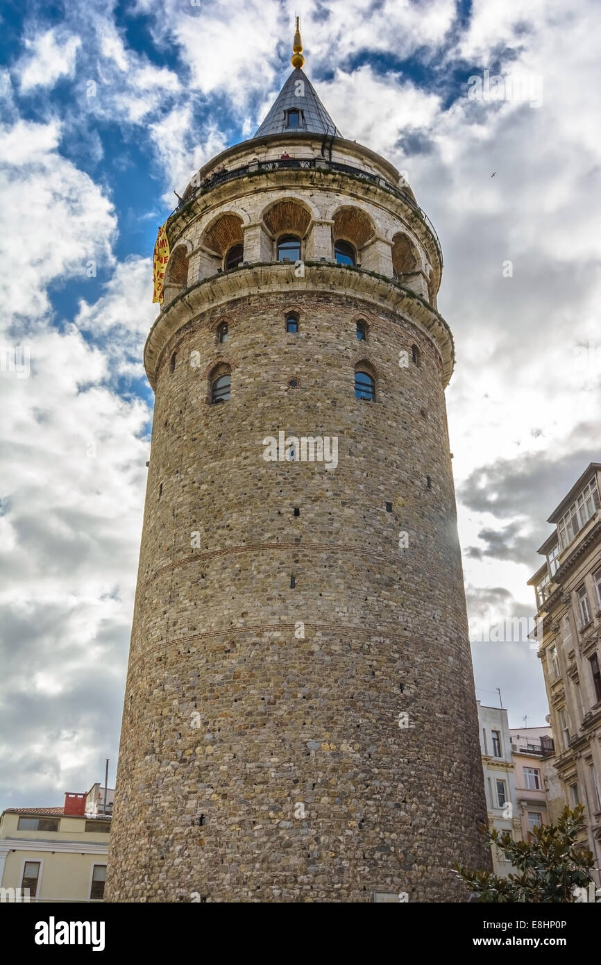 Galata-Turm genannt Christea Turris (Turm von Christus in lateinischer Sprache) ist eine mittelalterliche Steinturm im Stadtteil Galata in Istanbul, Stockfoto