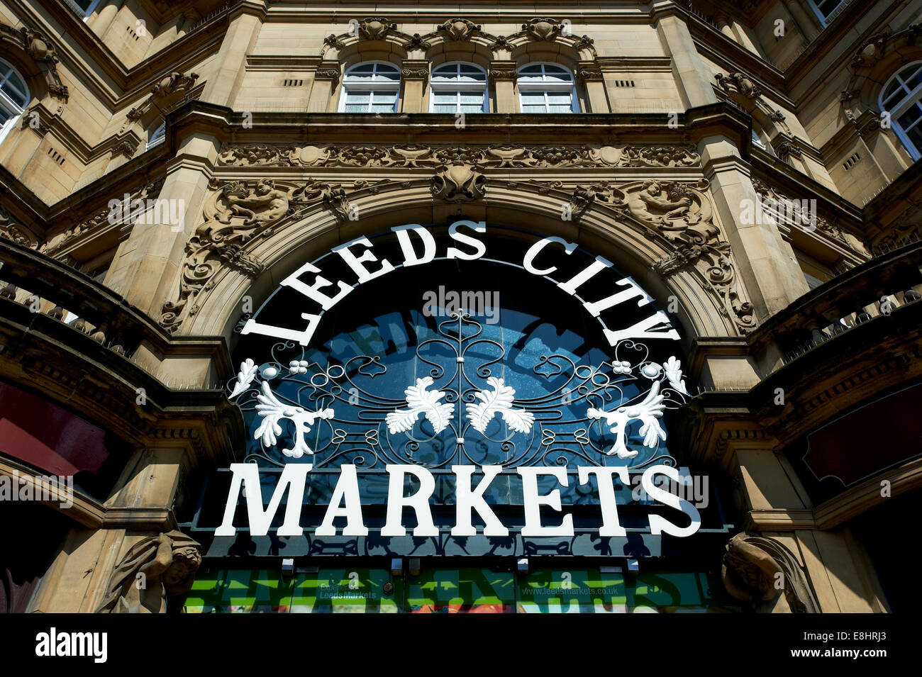 Leeds, Yorkshire, Großbritannien. Leeds Kirkgate Market, einem der größten Markthallen in Europa. Bau begann im Jahre 1857. Stockfoto