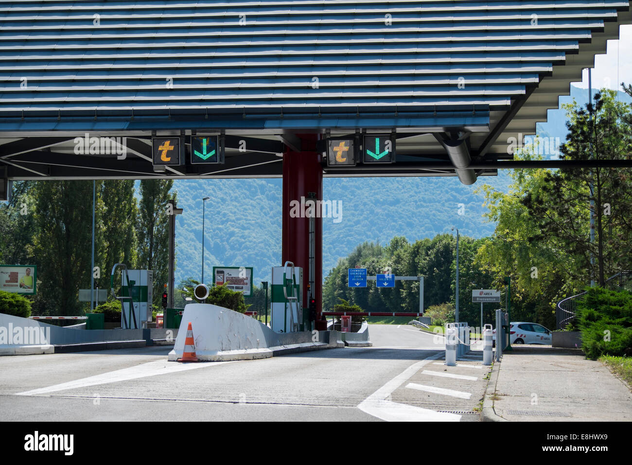 Französische Autobahn, Autobahn Mautstelle, Provence, Frankreich Stockfoto