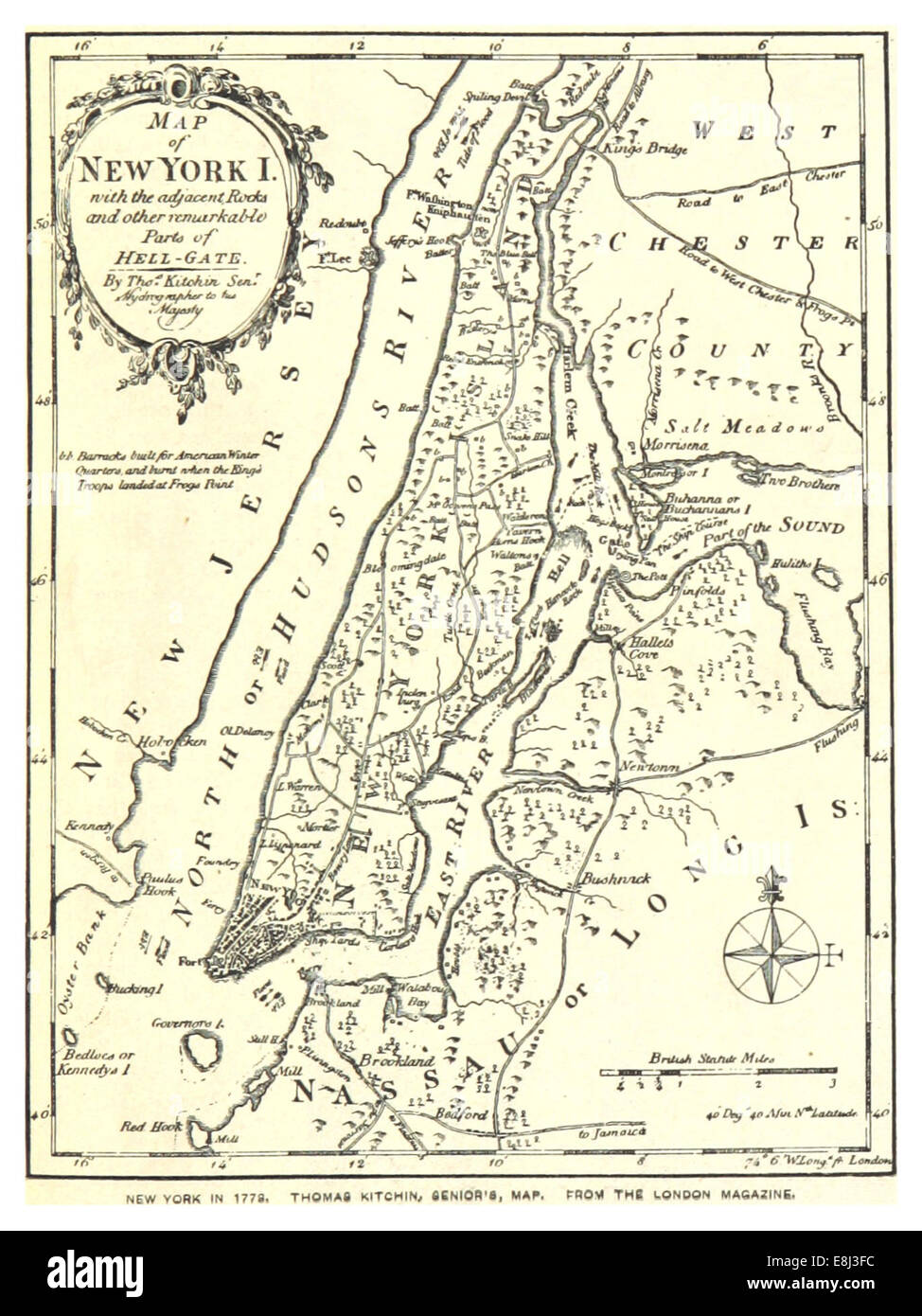 (King1893NYC) pg021 THOMAS KITCHIN (SENIOR) NEW YORK IN 1778, von THE LONDON MAGAZINE Stockfoto