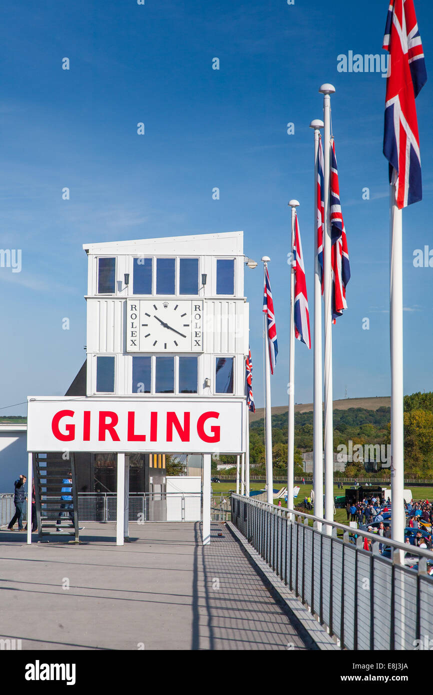 Girling Art-deco-Timing Tower, Goodwood motor Rennstrecke Goodwood, West Sussex UK Stockfoto