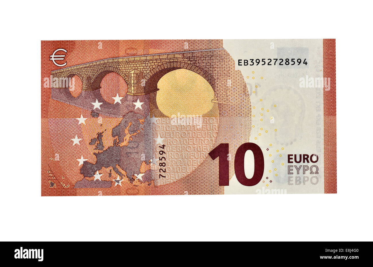 10 EURO-Banknoten im Umlauf seit September 2014 zurück Stockfoto