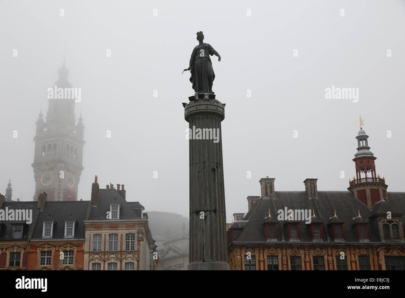 Lille Grand Place. Spalte der Göttin. Stockfoto