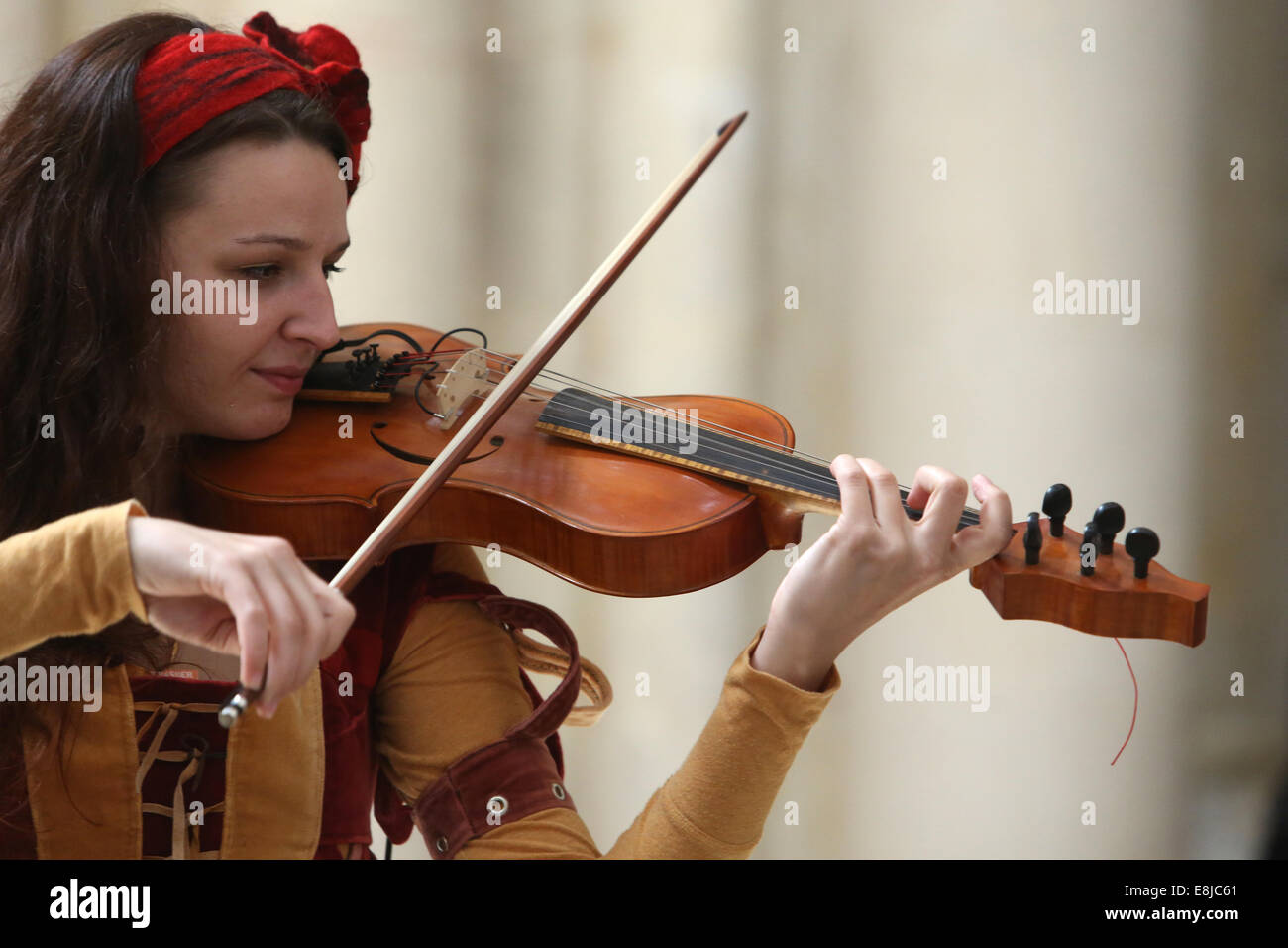 Das mittelalterliche Festival von Provins. Mittelalterliche Musik. Stockfoto