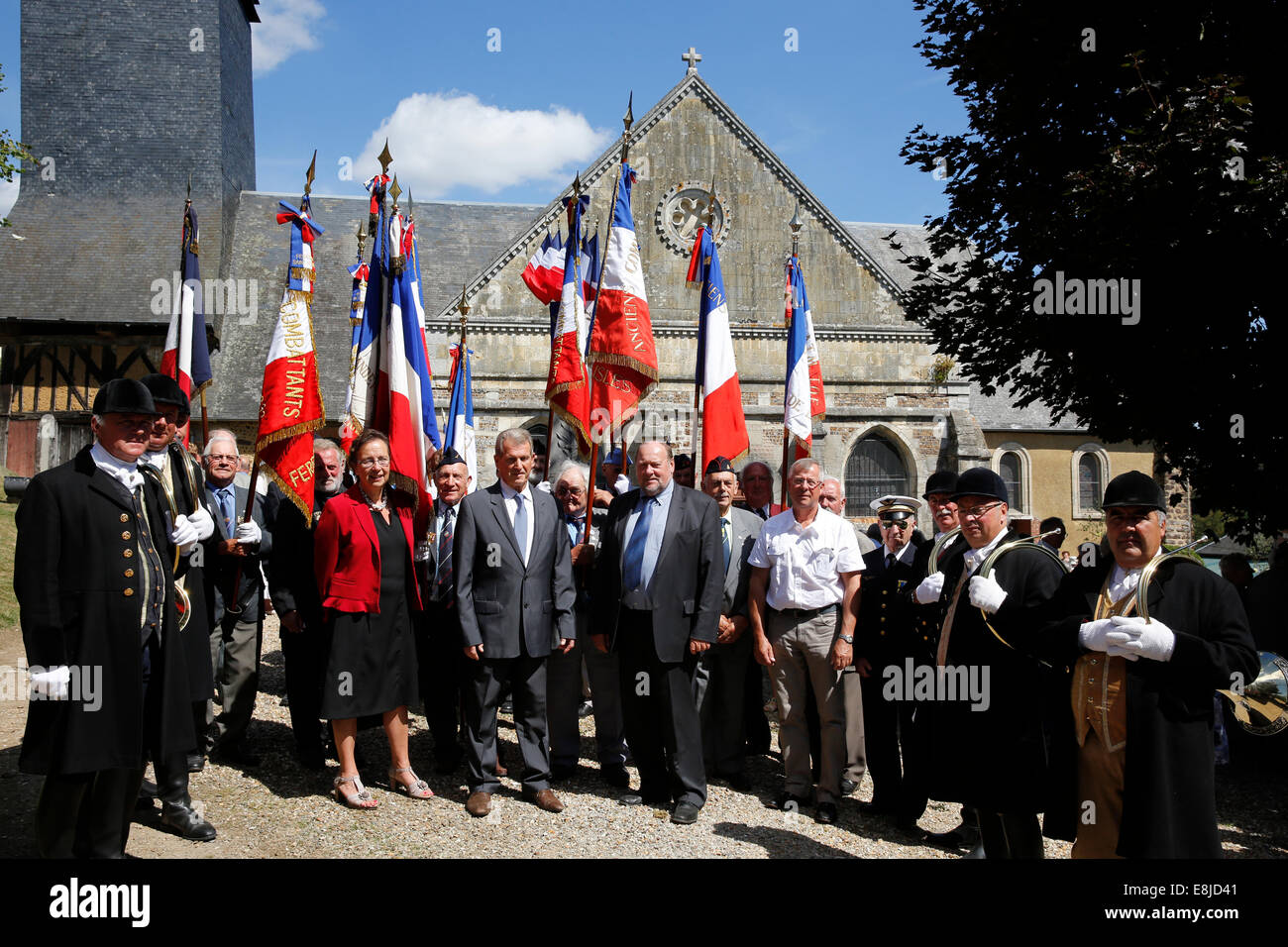 Saint-Hubert. Hornisten und gewählten Vertretern. Stockfoto