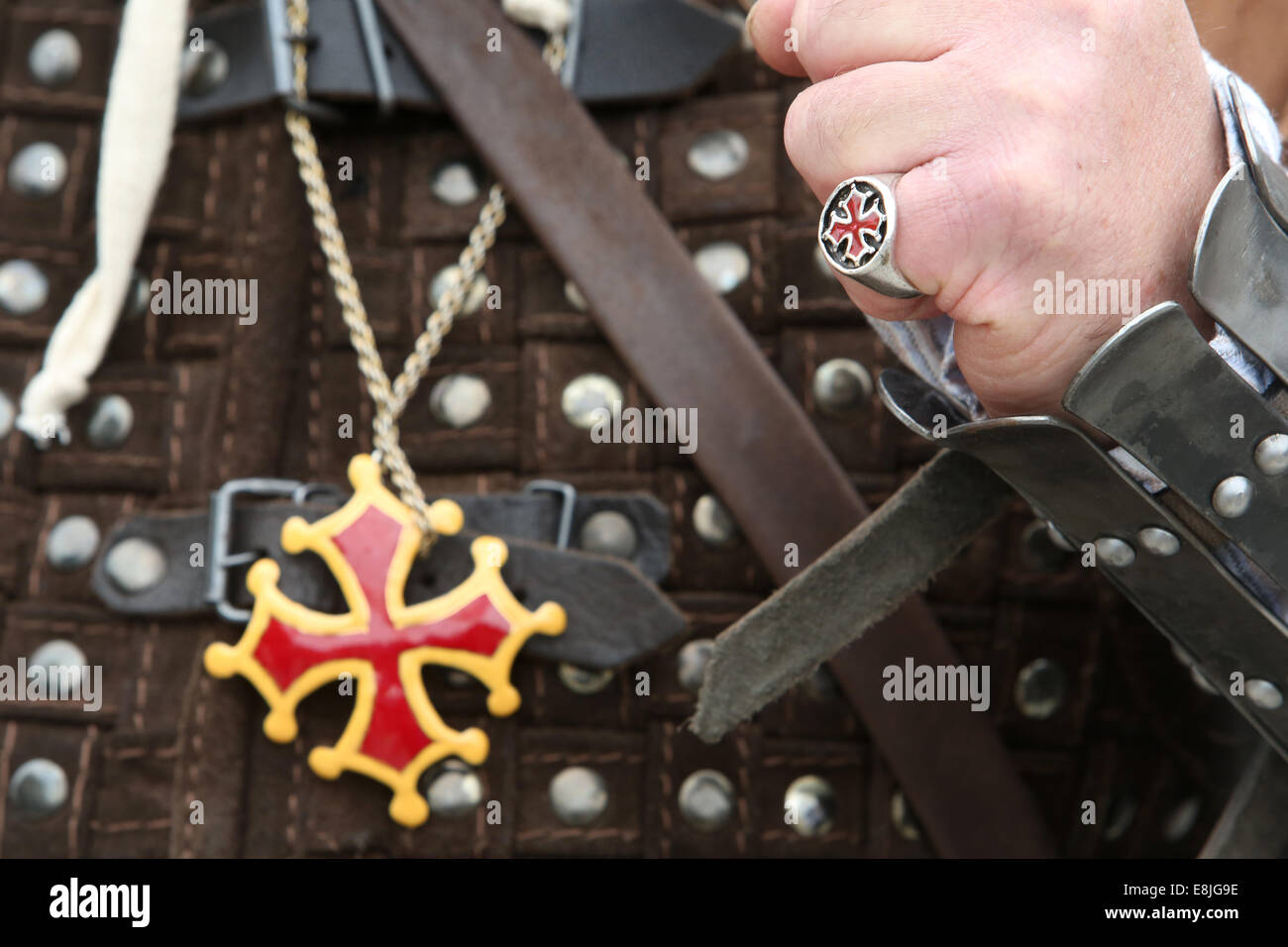 Das mittelalterliche Festival von Provins.  Templer. Stockfoto