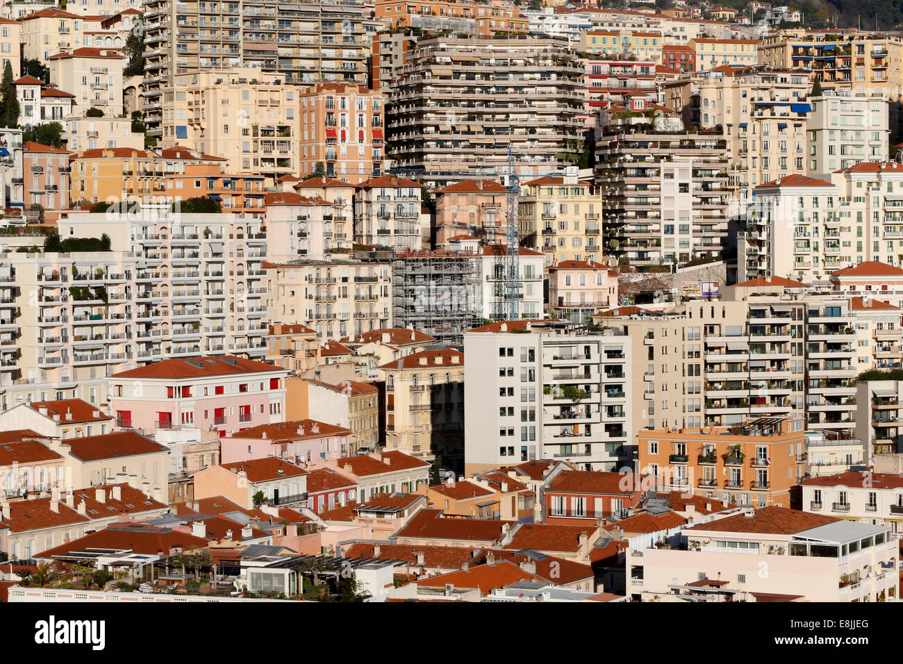 Blick auf La Condamine und Moneghetti Bezirke. Fürstentum Monaco. Stockfoto