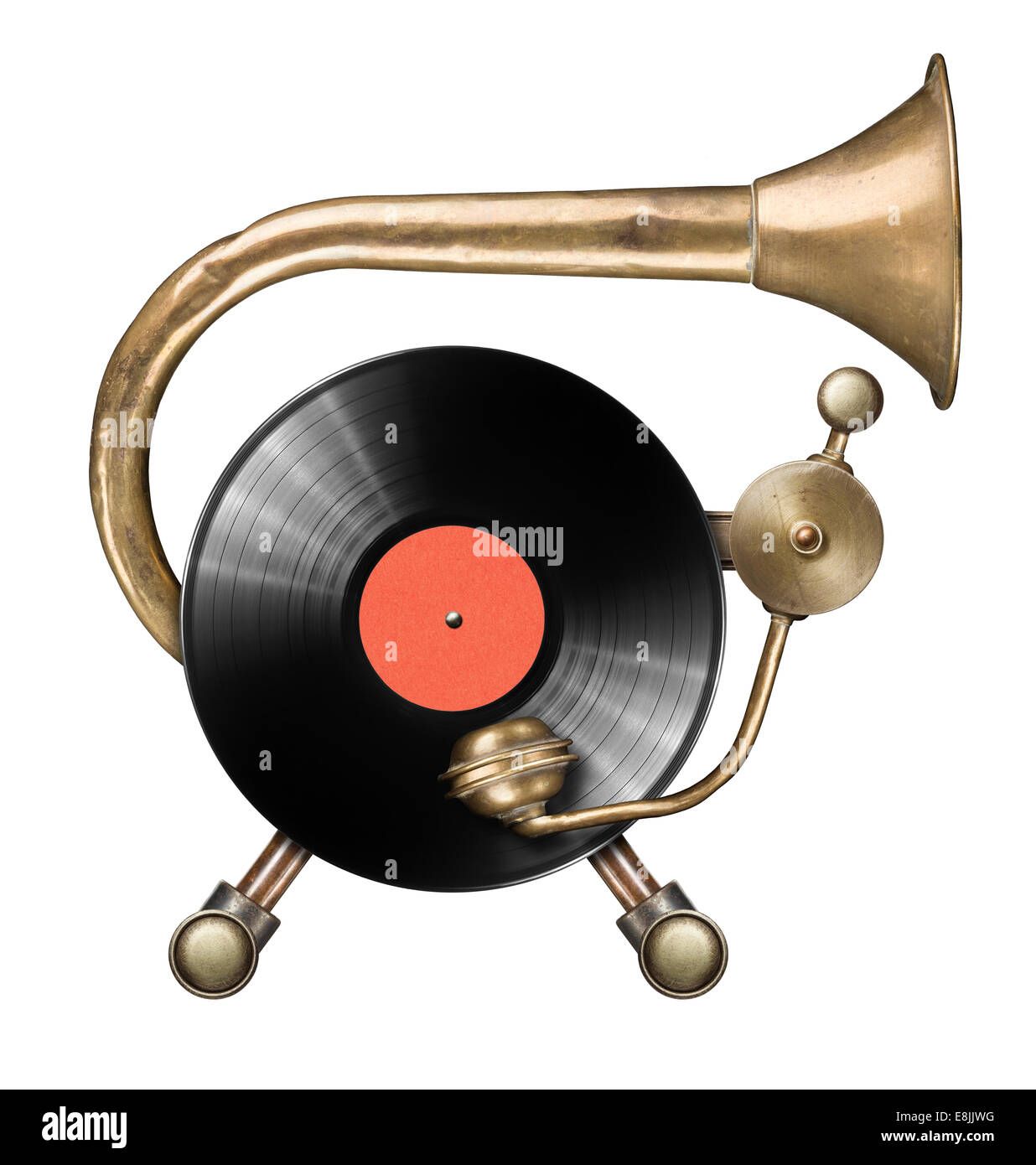 Stilisierte Metall Collage aus Vinyl Record Plattenspieler Stockfoto