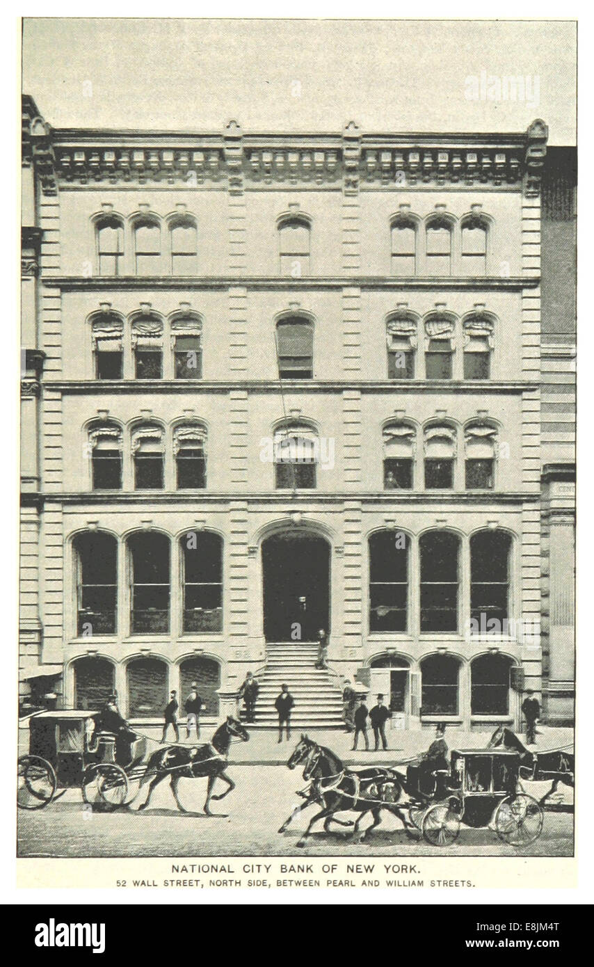 (King1893NYC) pg719 NATIONAL CITY BANK OF NEW YORK. 52 WALL STREET, NORDSEITE, ZWISCHEN PERLE UND WILLIAM STREET Stockfoto