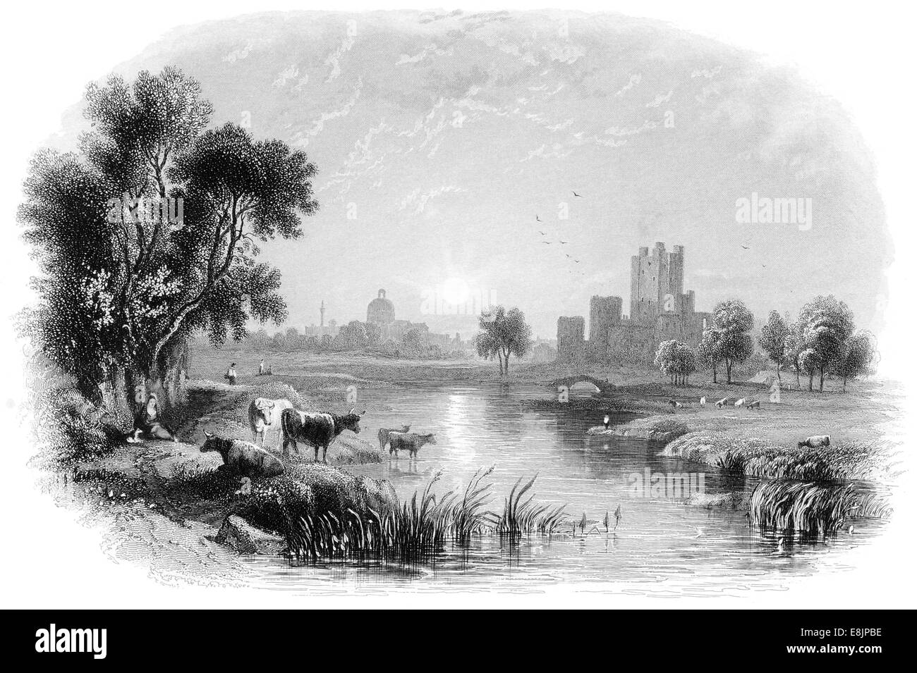 Trim Baile Átha Troim County Meath Fluss Boyne Republik Irland um 1840 Stockfoto
