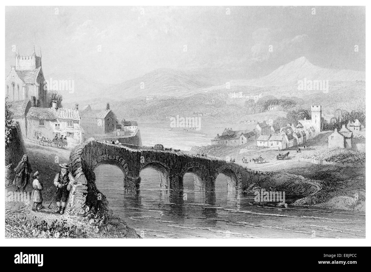 Bray Brí Chualann Badeort Fluss Dargle County. Wicklow, Ireland.circa 1840 Stockfoto