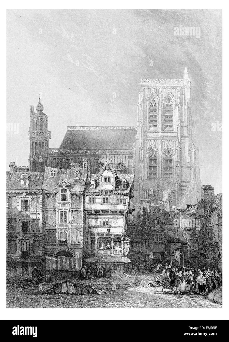 Abbeville Frankreich Gemeinde Departement Somme Picardie Nordfrankreich um 1870. Stiftskirche St. Vulfran Stockfoto