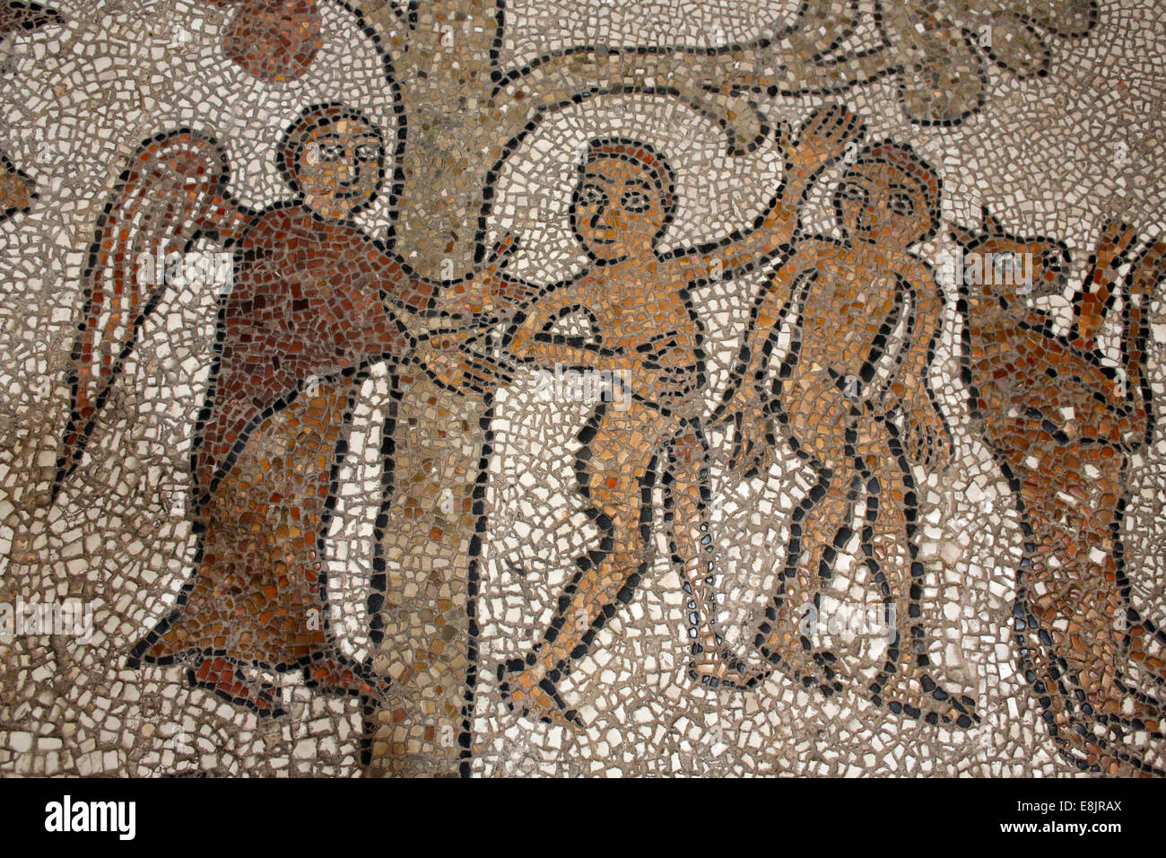 Mittelschiff Mosaik auf dem Boden von Otranto Duomo (Kathedrale): Adam & Eva nach dem Sündenfall Stockfoto