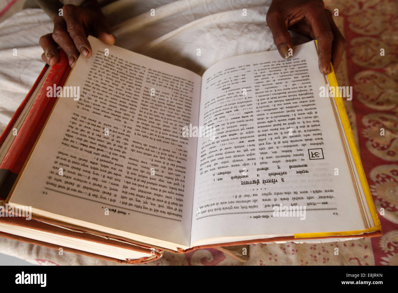 Tempel-Priester der Bhagavad Gita lesen Stockfoto