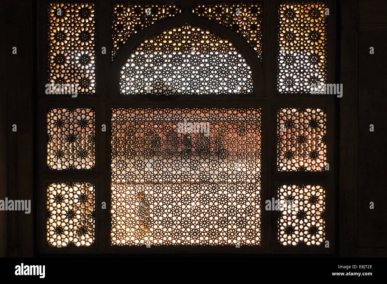Jama Masjid Moschee in Fatehpur Sikri. Mashrabiya, Erker. Stockfoto