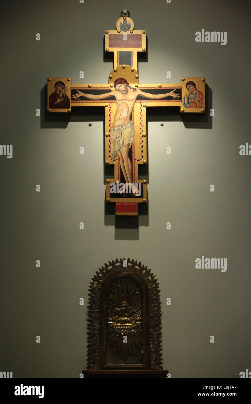 Jesus Christus am Kreuz. Antonius von Padua-Kirche. Stockfoto