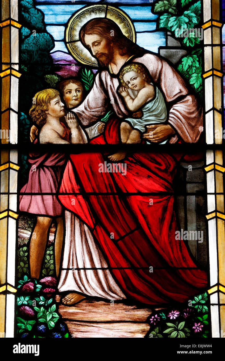 St Patricks alte Kathedrale. "Die Kleinkinder leiden", sagte Jesus. Stockfoto