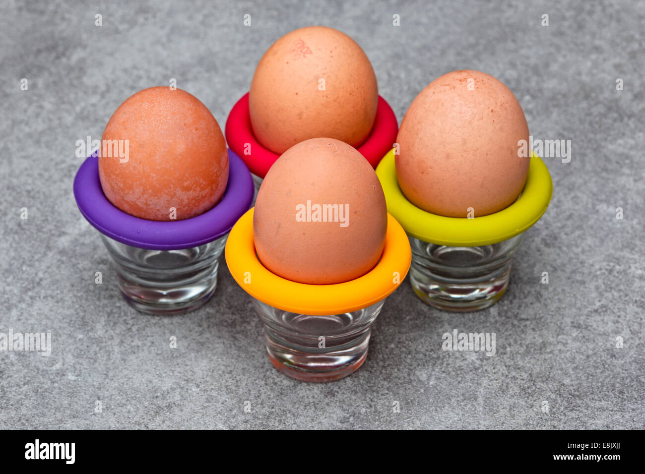 4 gekochten Eiern Stockfoto