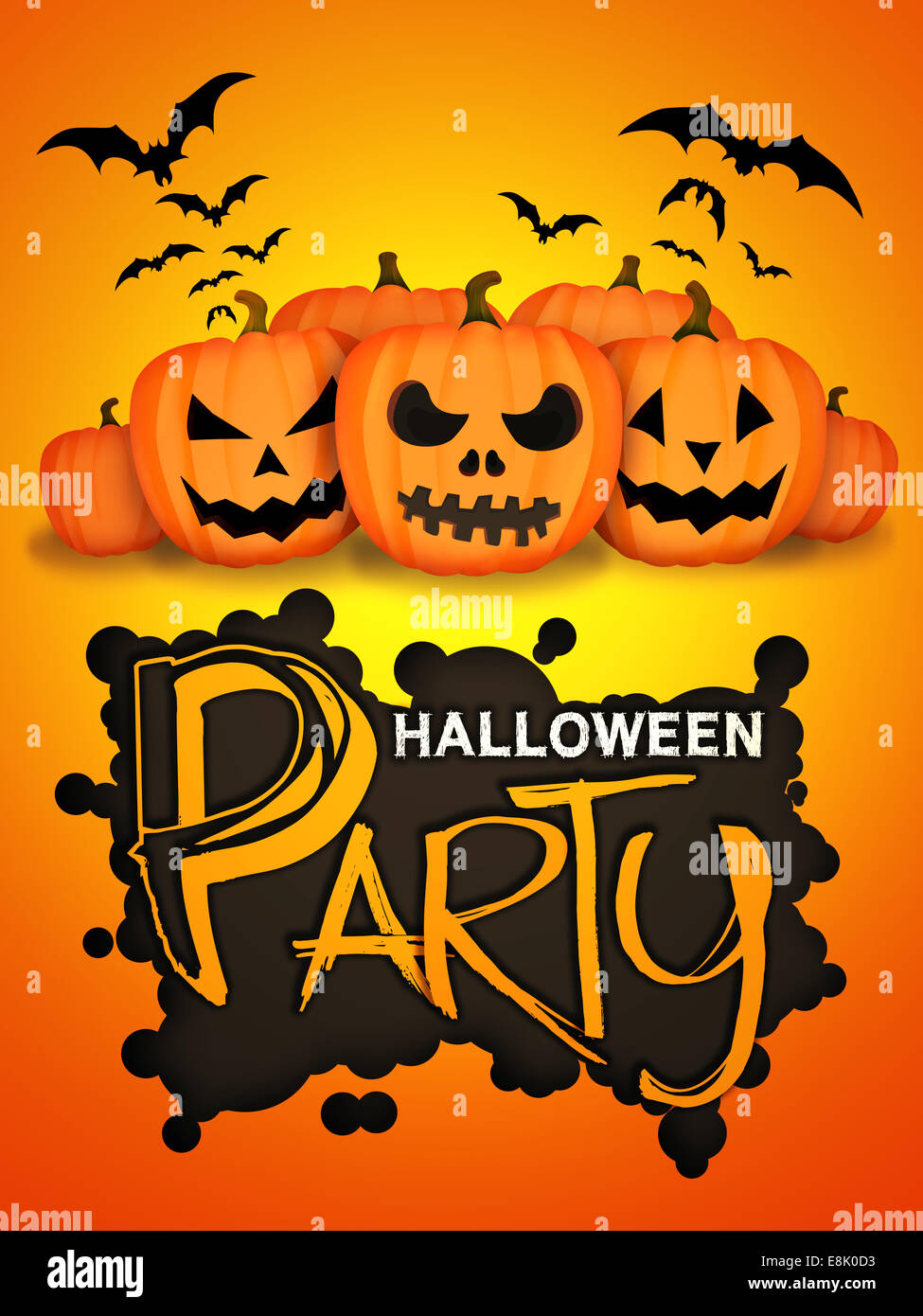 Halloween Party Orange Kürbisse Karte Stockfoto