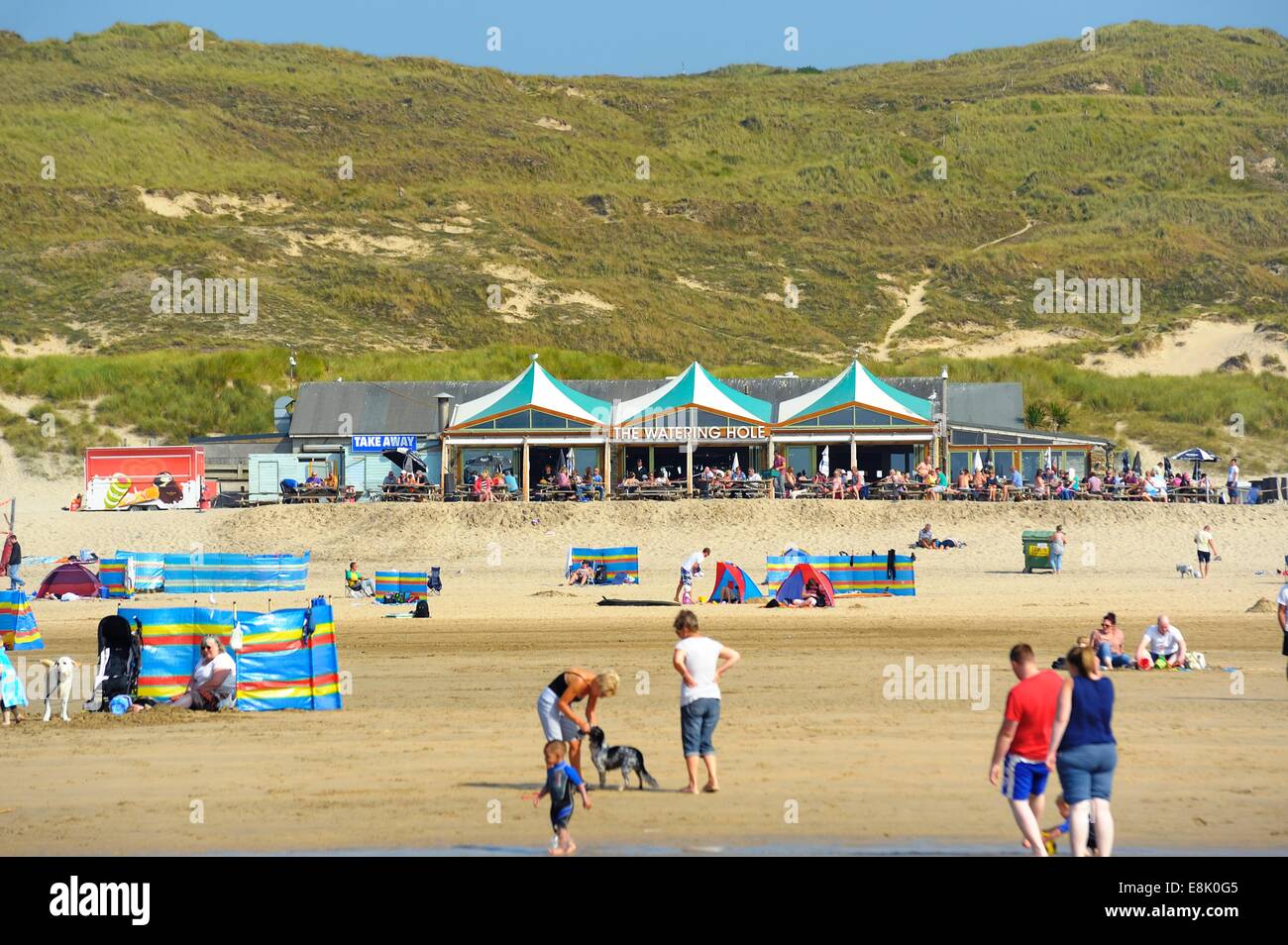 Das Wasserloch Perranporth Strand Cornwall England uk Stockfoto