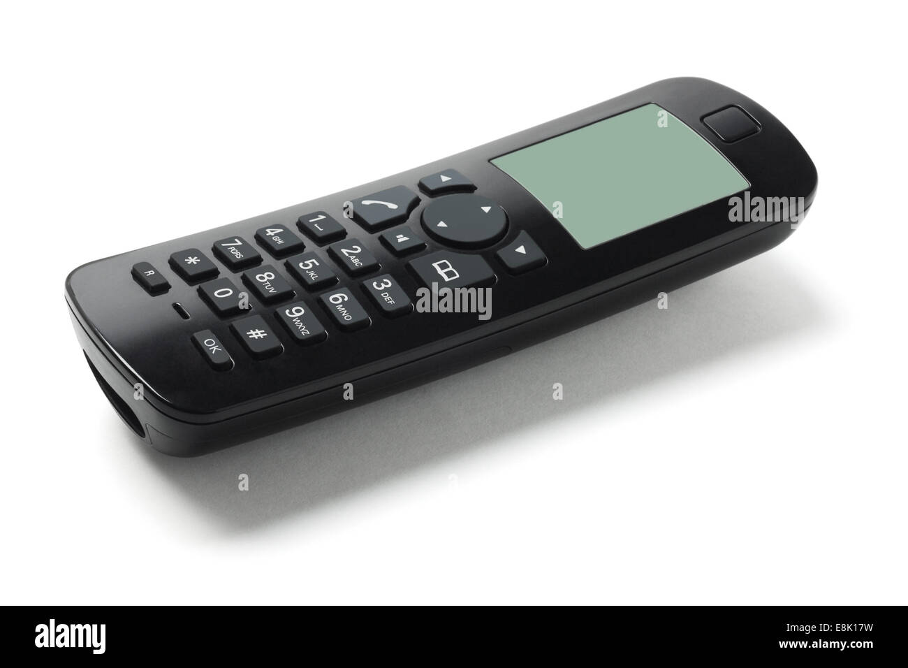 Schnurloses Telefon Mobilteil auf weißem Hintergrund Stockfoto