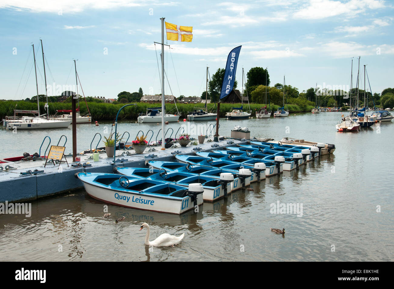 Bootsverleih in Christchurch, Dorset, Großbritannien Stockfoto