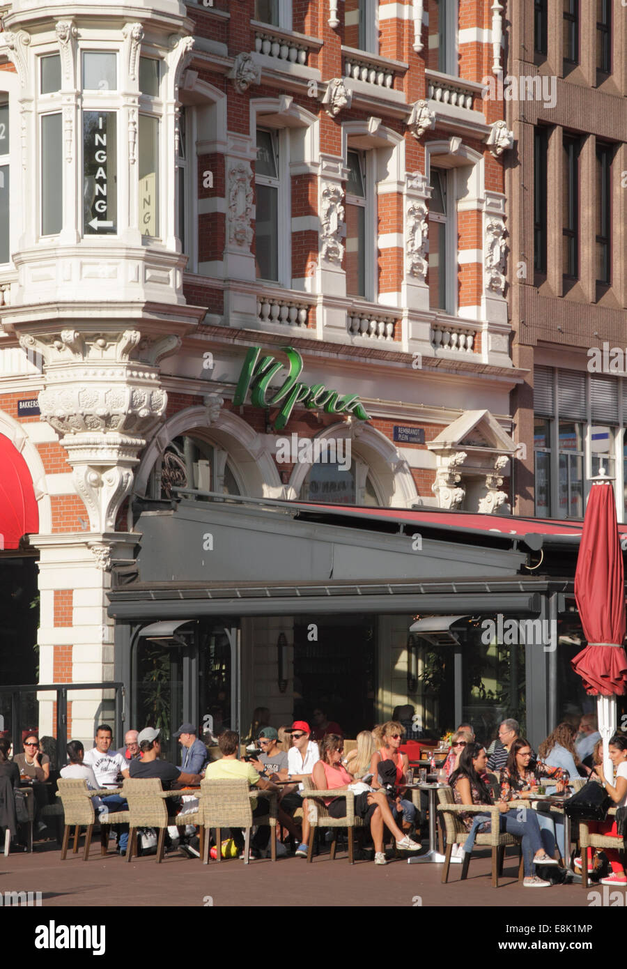 Grand Café l ' Opera Rembrandt Square Amsterdam Holland Stockfoto