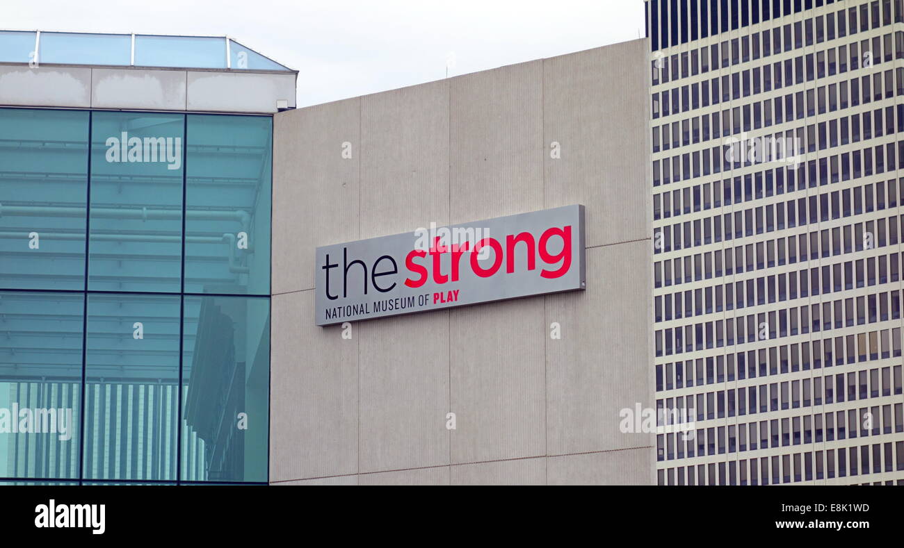 Das Strong National Museum of Play Zeichen in Rochester, New York Stockfoto