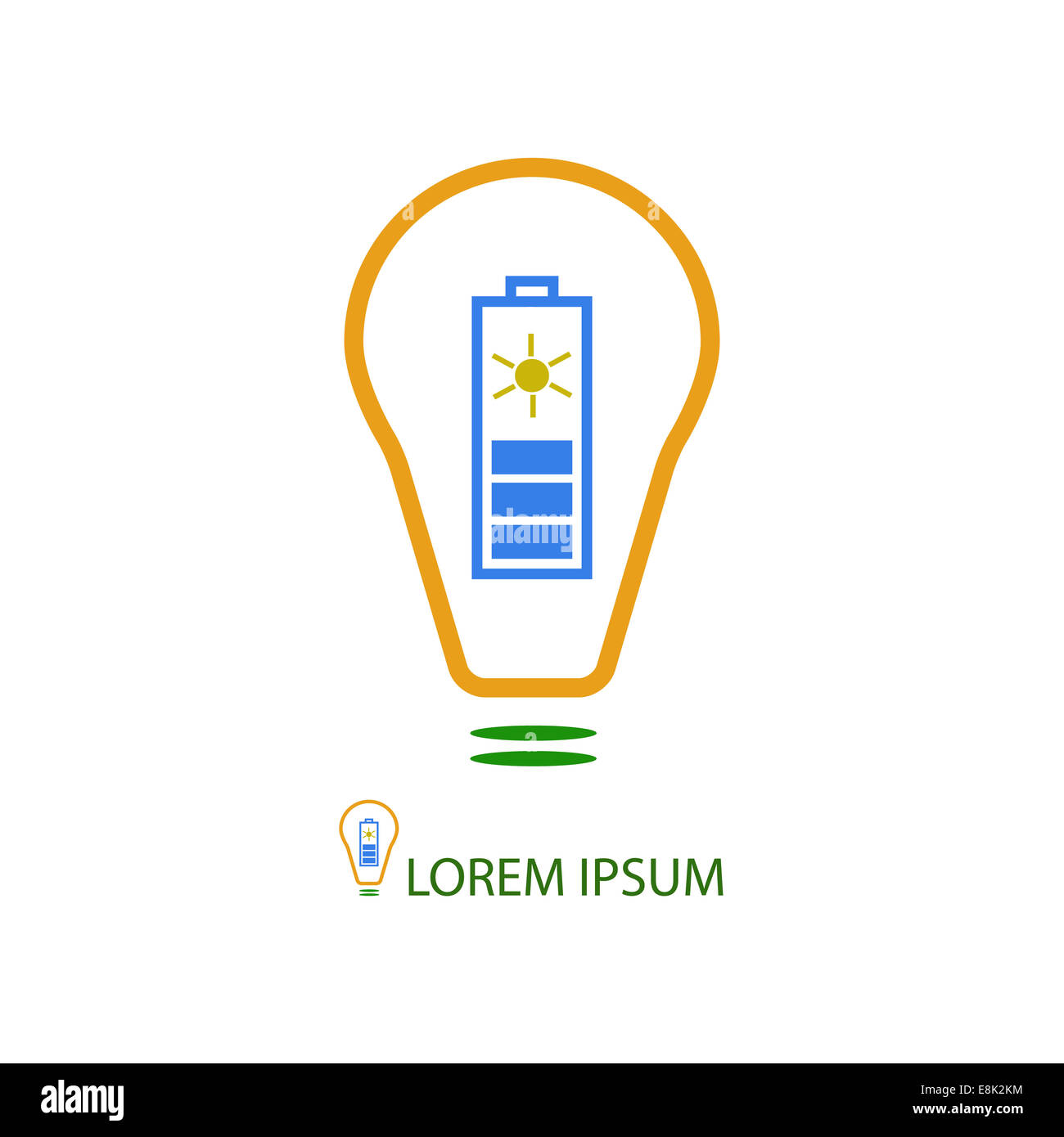 Lampe mit Solar-Akku als Eco Energie Zeichen Stockfoto