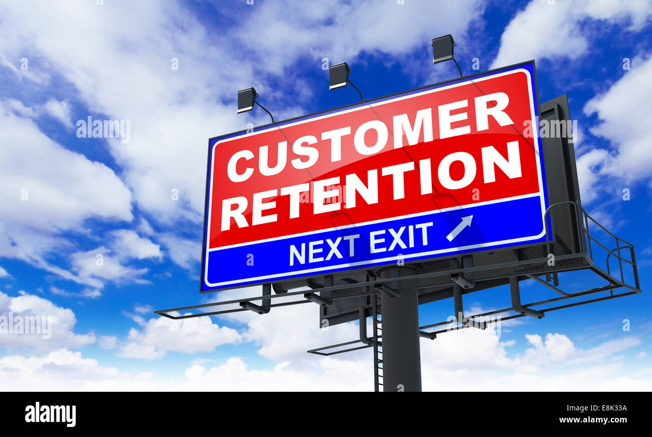 Customer Retention Inschrift auf roten Billboard. Stockfoto