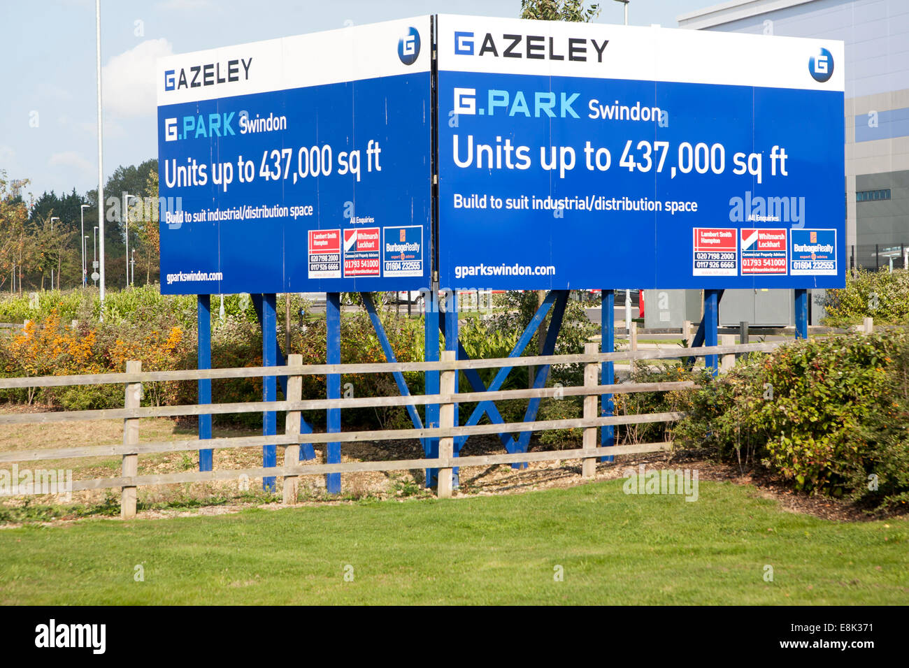 G-Park Werbetafel für Industrieanlagen, lassen sich von Gazeley Eigenschaft Entwickler, Swindon, England, UK Stockfoto