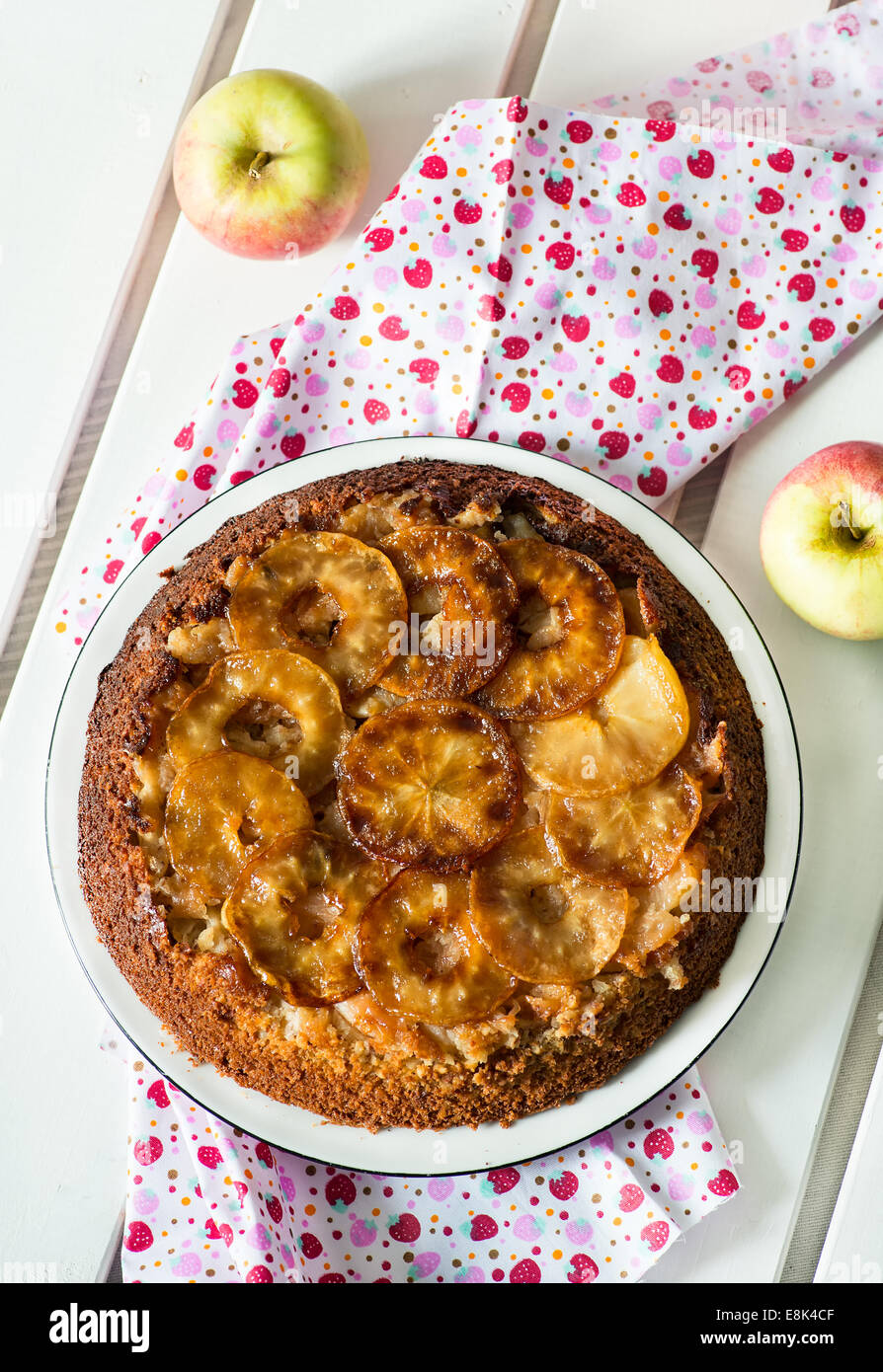 Apfelkuchen, Overhead, selektiven Fokus auf den Kopf Stockfoto