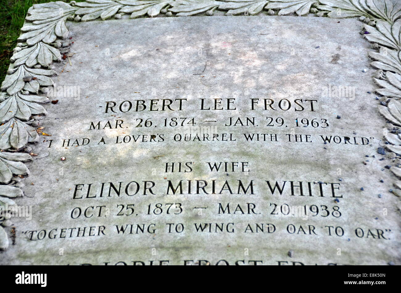 Bennington, Vermont: Grabstätte des verehrten amerikanischen Dichters Robert Lee Frost an den ersten Congegational Kirche Friedhof Stockfoto