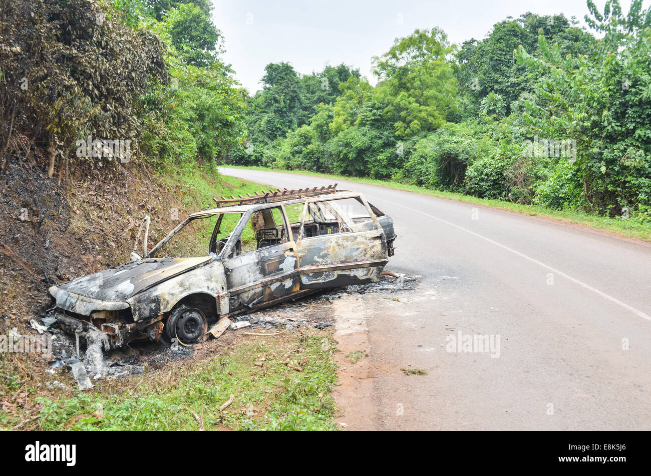 Unfall auf den Straßen von Guinea, Afrika Stockfoto