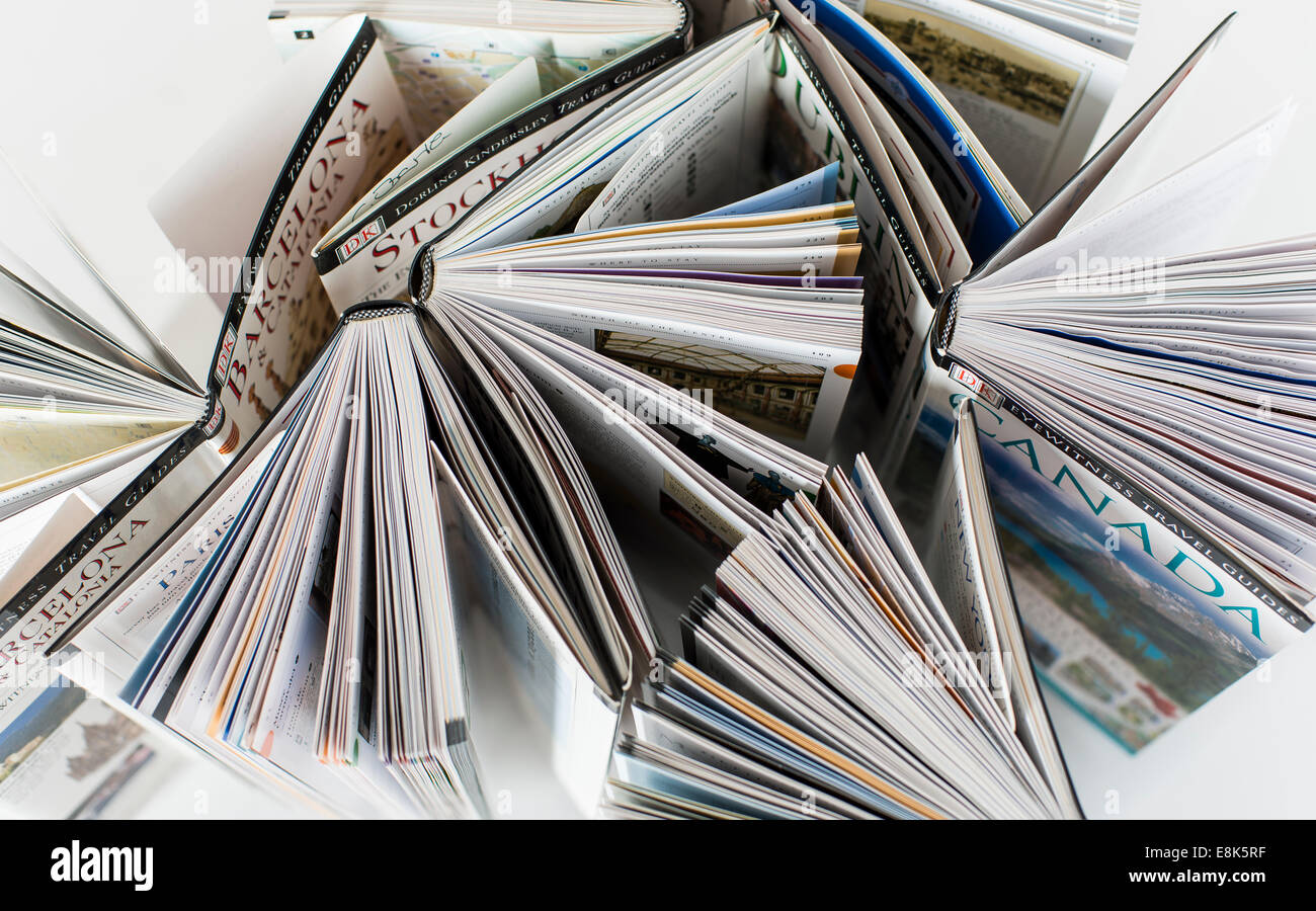 Führer, offen, Reisebücher, von oben, DK Eyewitness Guides gesehen Stockfoto