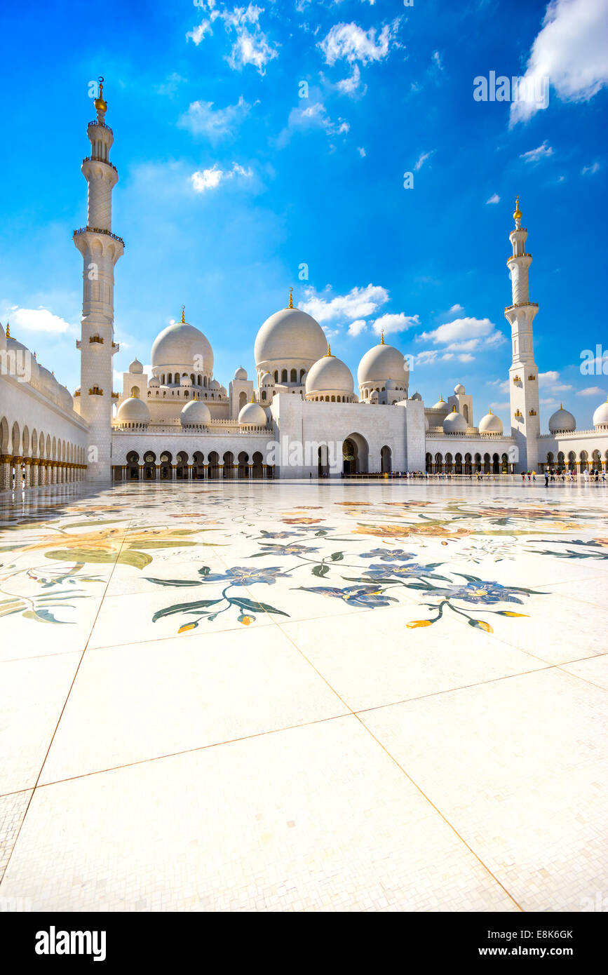 Sheikh-Zayed-Moschee, Abu Dhabi, Vereinigte Arabische Emirate Stockfoto