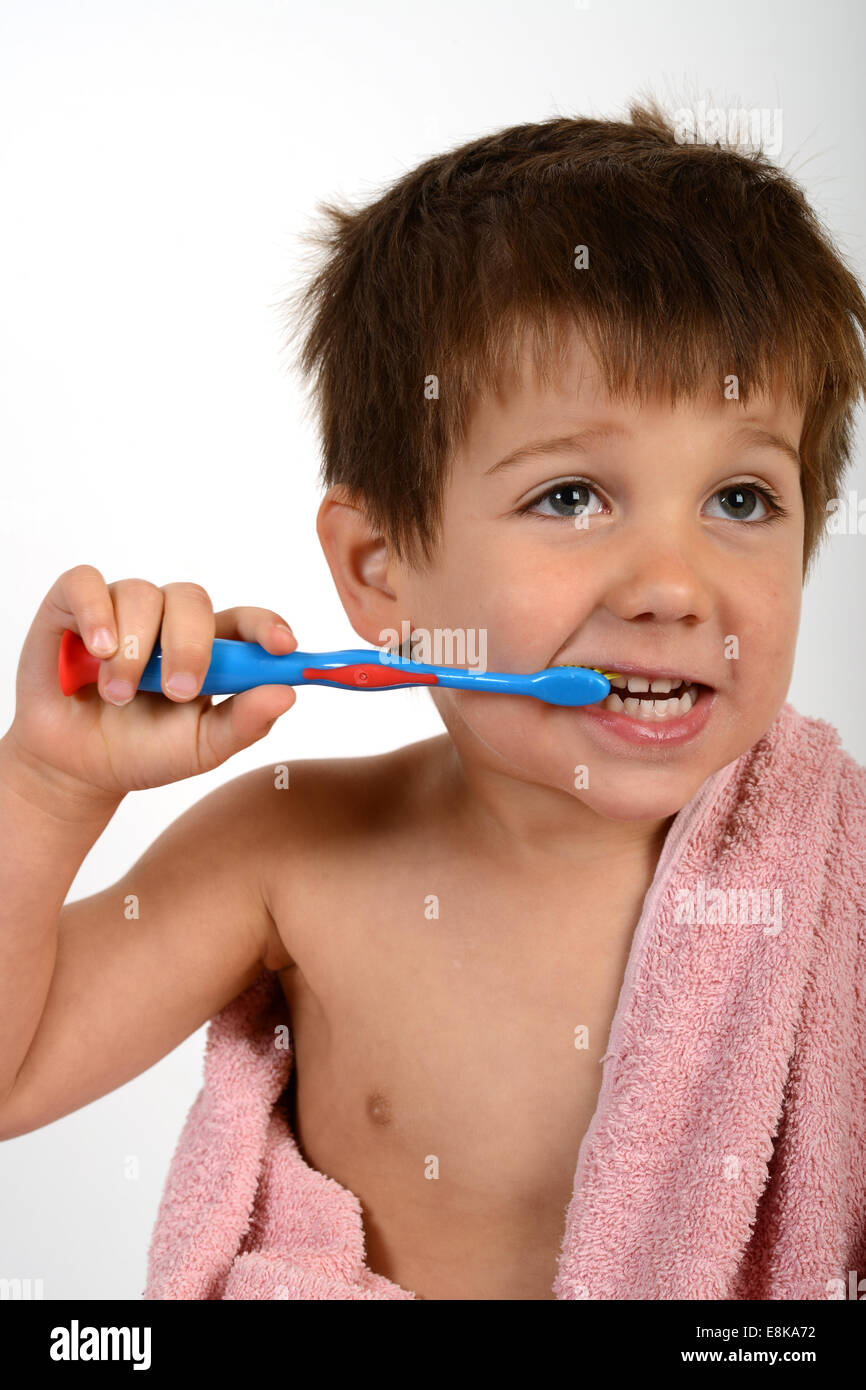 Junge Kinder Zähneputzen Reinigung Stockfoto