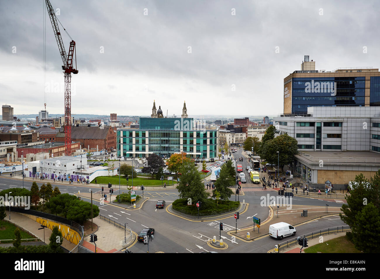 Leeds University Leeds Yorkshire Blick zurück in die Innenstadt Stockfoto