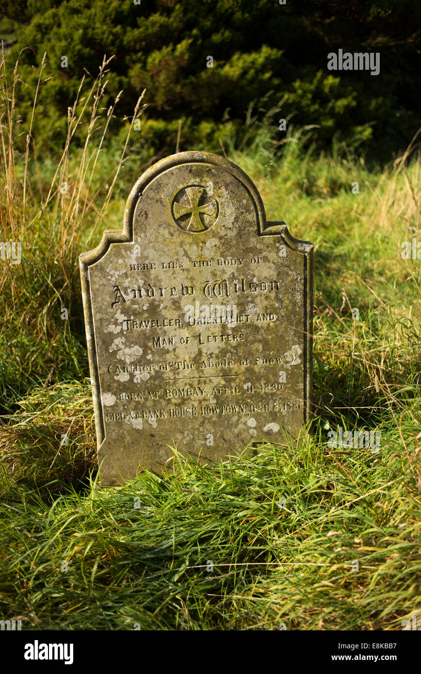 Der Grabstein von Andrew Wilson, Martindale Kirche, englischen Lake District, Großbritannien. Stockfoto