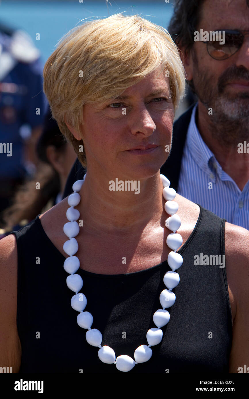 Roberta Pinotti, seit 22. Februar 2014 italienische Minister der Verteidigung, in Genua, Italien. Stockfoto