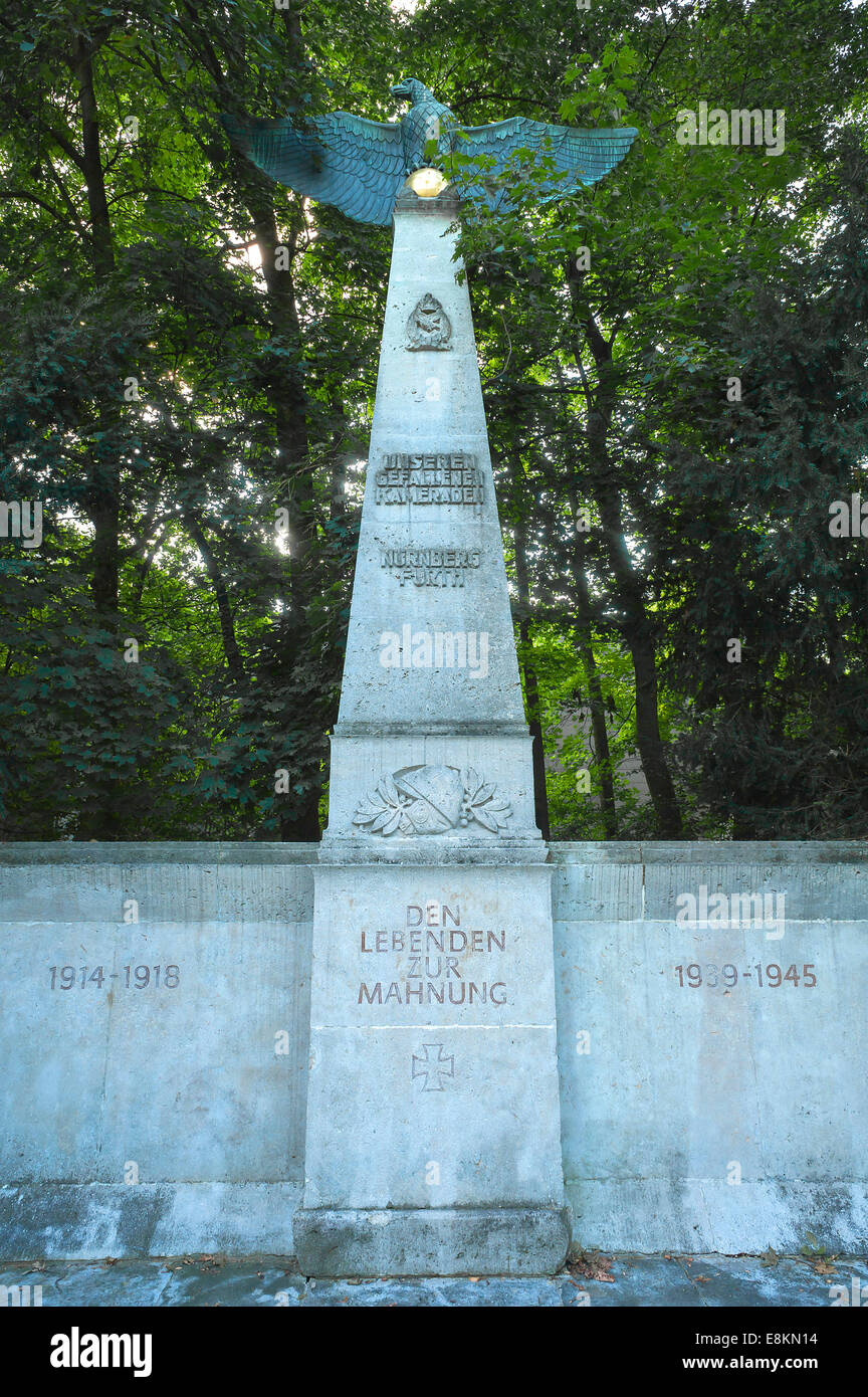 Denkmal für Flieger, 1924, zum Gedenken an die gefallenen Piloten des ersten Weltkrieges, Luitpoldhain, ehemalige Reichsparteitagsgelände Stockfoto