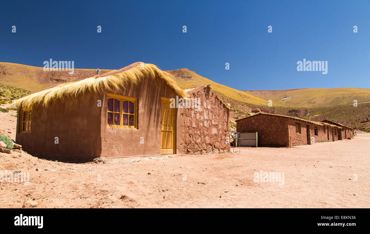 Schlamm-Häuser, Machuca, Anden, Atacamawüste, Nord-Chile, Chile Stockfoto