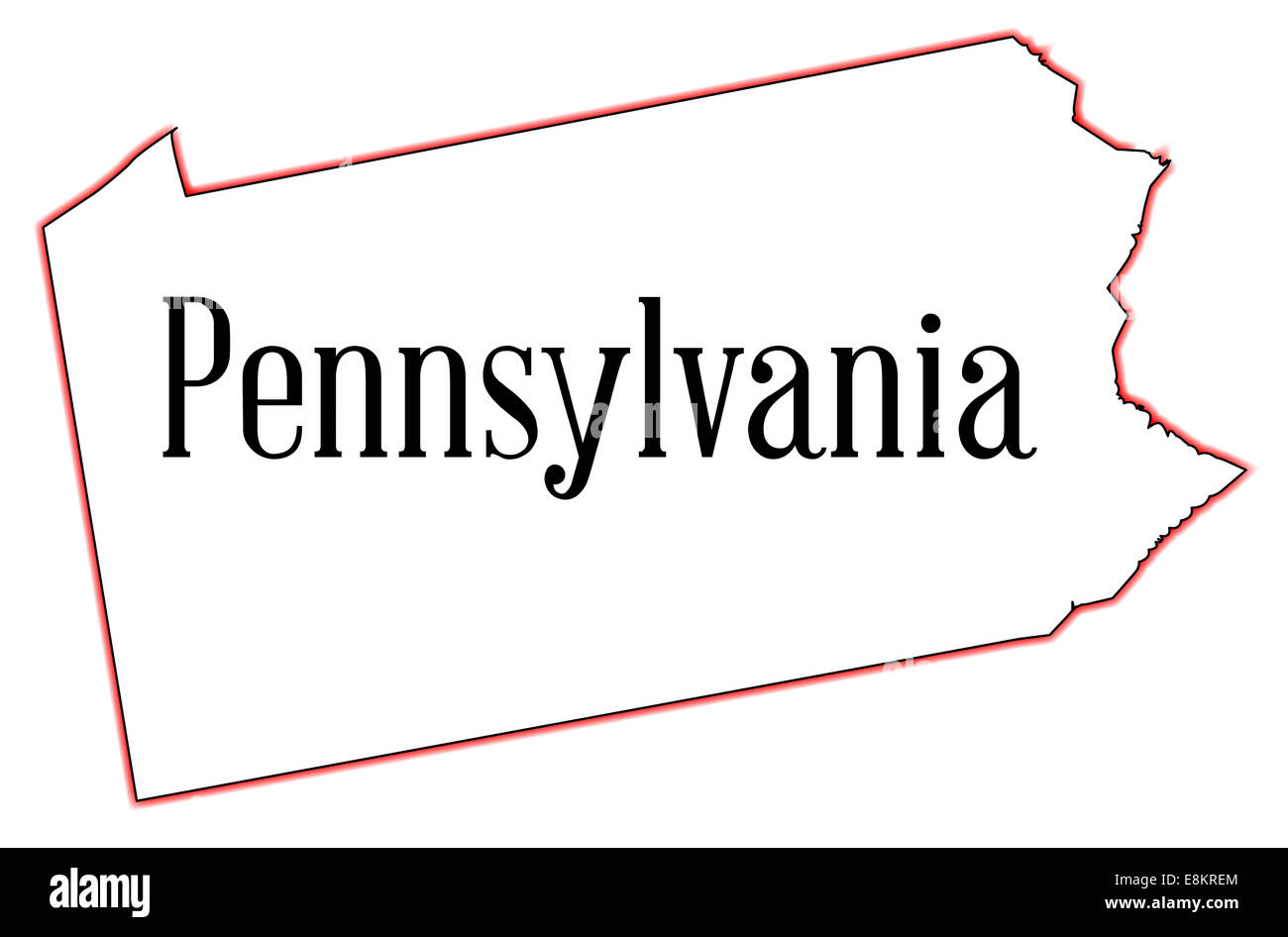 Der Umriß des Staates Pennsylvania Stockfoto